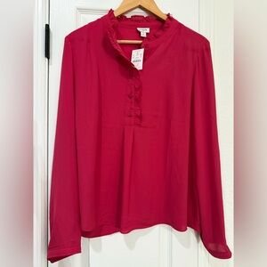 NWT J. Crew Pink Ruffle Blouse